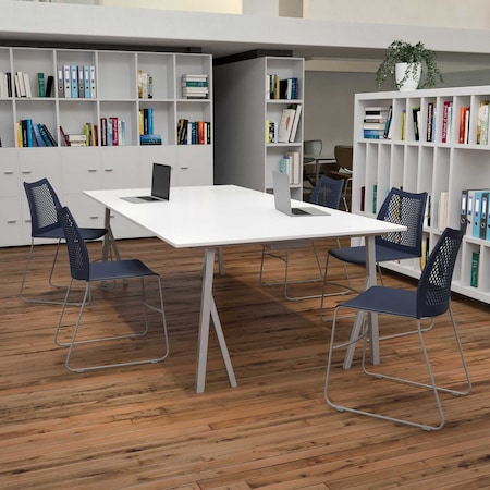 Flash Furniture Navy Plastic Stack Chair, PK5 5-RUT-498A-NY-GG